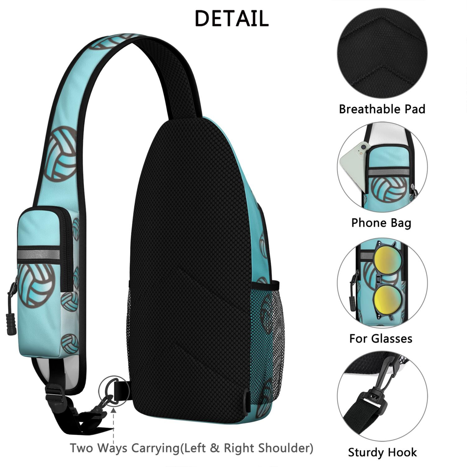 Sports Sling Backpack for Kids and Teens – Water-Resistant Crossbody Shoulder Bag with Adjustable Reversible Strap, Anti-Theft Pocket, Breathable Back, Perfect for Baseball, Football, Soccer Players