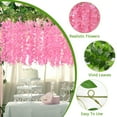 thumbnail image 6 of 40 Branches Wisteria Hanging Flowers with 20 Pcs Plant Wall Clips for Climbing Plants, Pink Fake Hanging Flowers Fake Flowers for Wedding Arch Party Garden Home Backdrop Decor, 6 of 8
