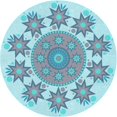 thumbnail image 1 of Ahgly Company Machine Washable Indoor Round Transitional Blue Koi Blue Area Rugs, 6' Round, 1 of 7