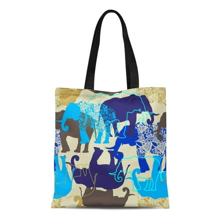 Baby Boy Tote Bags SIDONKU Canvas Tote Bag Colorful Adorable Pattern Elephants Baby Boy Cartoon Child Reusable Shoulder Grocery Shopping Bags Handbag ()