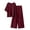 Wine, variant on 2 Piece Outfit Sets for Women Loose Fit Short Sleeve Top High Waist Wide Leg Pants, Casual Lounge Wear
