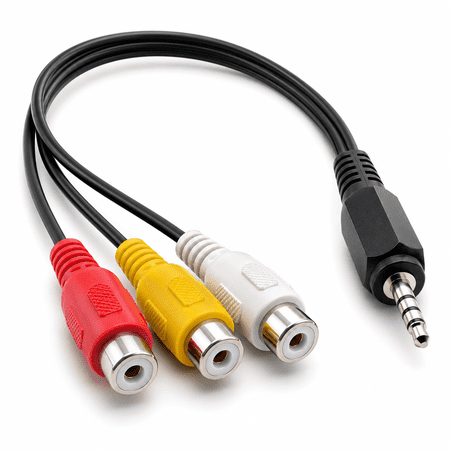 3.5mm 1/8" Male Stereo Car AUX to 3 RCA AV Female Cord Audio Video Composite Cable 20cm