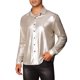 thumbnail image 4 of Camisas holográficas INSPIRE CHIC para hombres, camiseta de manga larga metálica, camisa brillante de disco con botones, 2XL Champagne, 4 of 5
