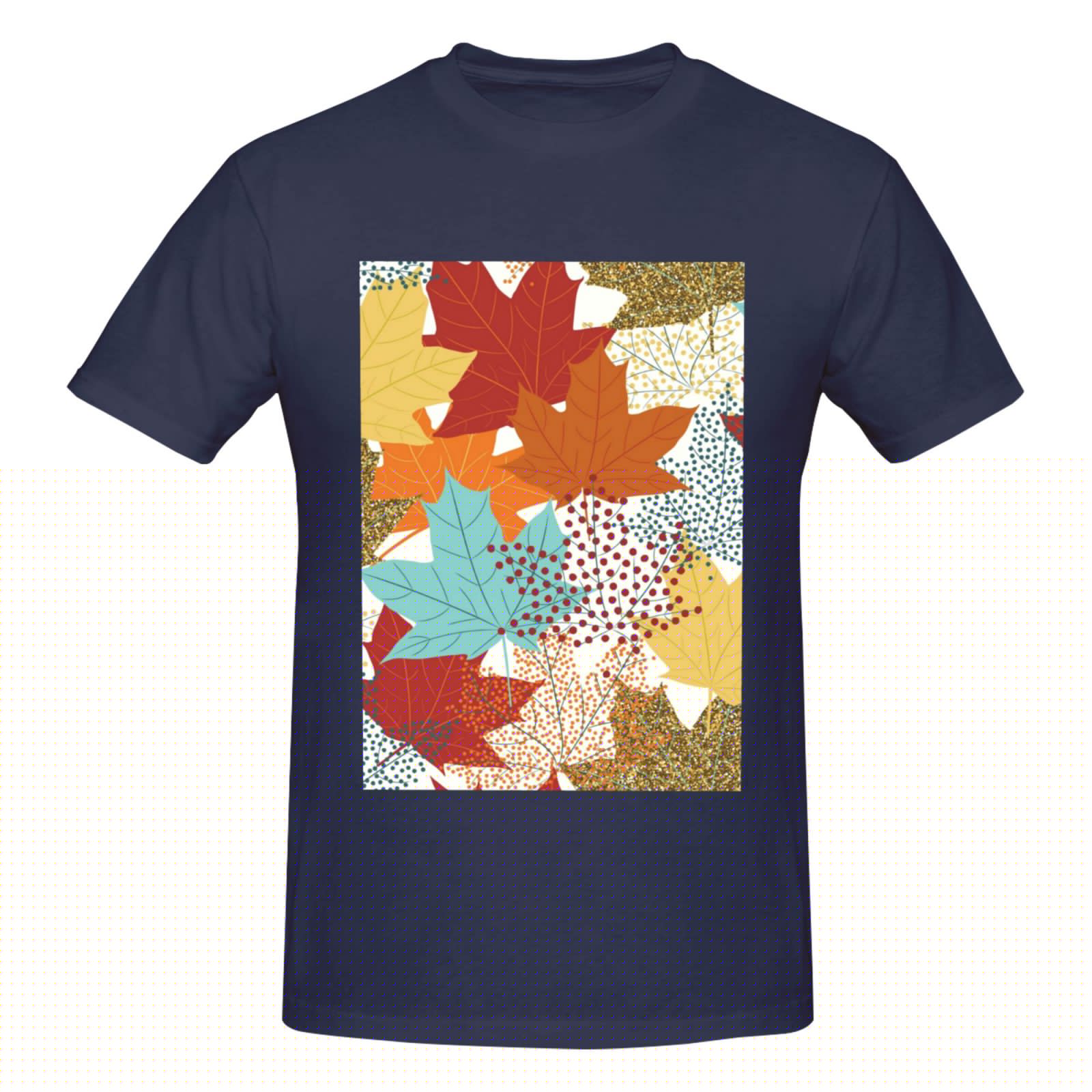 thumbnail image 4 of Bingfone Fall Maple Leaves Men'S Loose Fit Short-Sleeve Pocket T-Shirt, 4 of 7