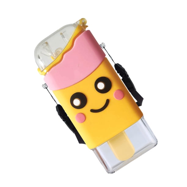 Toystoory Donut Ice Cream Kids Straw Cup Botella de agua portátil a prueba de caídas a prueba de fugas con cuerda colgante, rojo Utensilios de cocina oro