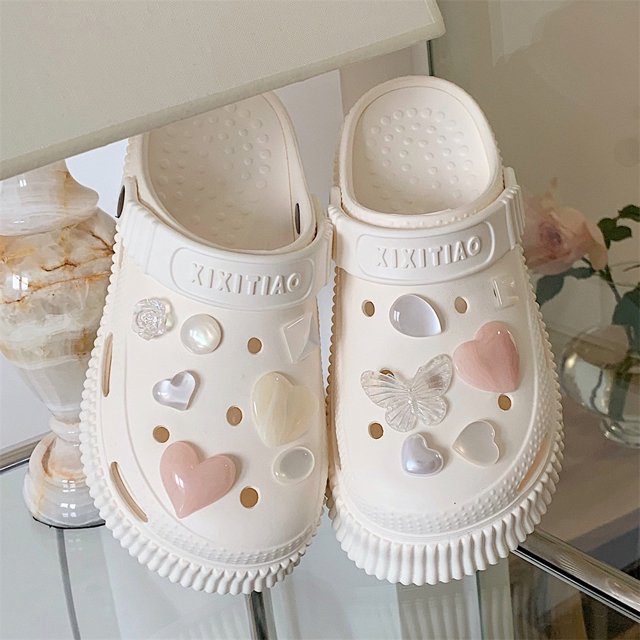 Zapatos de EVA con agujeros gruesos, accesorios de dibujos animados, zapatillas con agujeros, zapatillas Baotou antideslizantes, sandalias para exteriores, zapatos de playa y jardín con suela suave