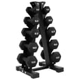thumbnail image 1 of BalanceFrom 76 lb Neoprene Coated Iron Dumbbell Hex Weights Set with Stand, Black, 1 of 11