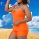 thumbnail image 1 of Traje de baño tankini de dos piezas para mujer, informal, de gran tamaño, de color liso, con parte superior dividida y acolchado en el pecho. Traje de baño tankini para mujer. Traje de baño de dos pie, 1 of 7