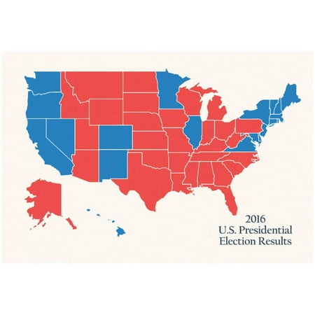 2016 US Presidential Electoral College Map Poster -