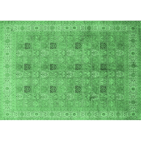 Ahgly Company Indoor Rectangle Persian Emerald Green Traditional Area Rugs, 7' x 10'
