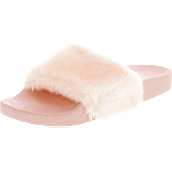 Steve Madden Women's Softey Light Pink Faux Fur Sandal - 9M
