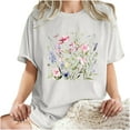 thumbnail image 4 of Raglan Sleeve Tops For Women Floral Print Tshirts Women Crew Neck Short Sleeves Tees Swing Flare Top for Leggings Casual Comfy Tunic Tops For Women Basic Loose Fit T-Shirts, 4 of 6