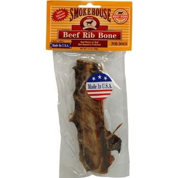 SmokeHouse Rib Bone Dog Treats, 6 inches