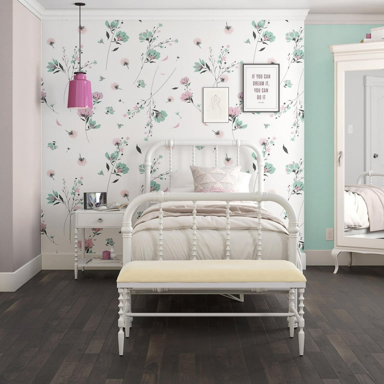 DHP Jenny Lind Kids Metal Bed Frame with Headboard Twin White
