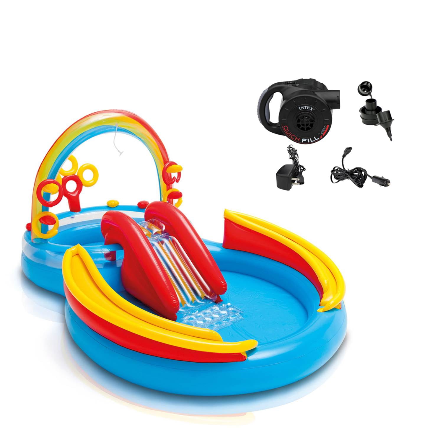 Intex 9.75ft x 6.33ft x 53in Inflatable Play Pool w/ Slide & Quick Fill