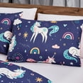 thumbnail image 3 of ESCA Unicorn Blue Reversible Comforter Set with Pillow Shams, Toy Throw Pillow Cushion - Full/Queen Sizes - All Season, 3 of 5