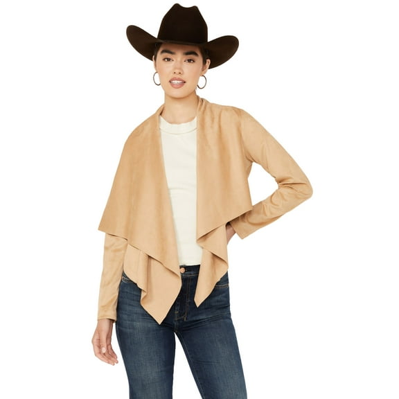 Shyanne Women's Faux Suede Cascade Collar Moto Jacket - SWFA23O15   US