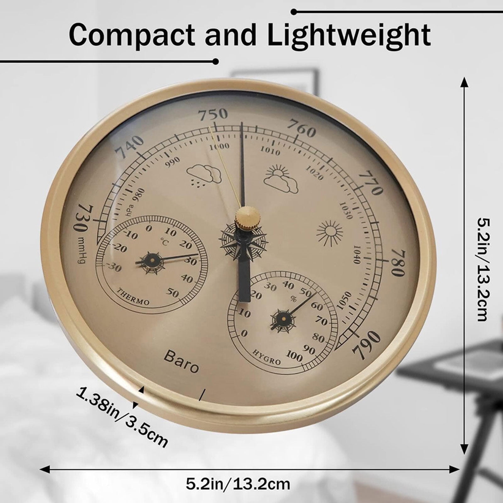 Large Multifunction Weather Instrument for Anglers Stainless Steel Construction Barometers Thermometers Hygrometer