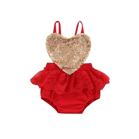

LEVEFORD Baby Romper Contrast Color Sequins Sleeveless Strappy Bodysuit