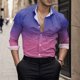thumbnail image 3 of Camisas Oversize Hombre Top de camisa con botones de solapa con estampado 3D digital degradado informal para hombre (Purple, 3XL), 3 of 5