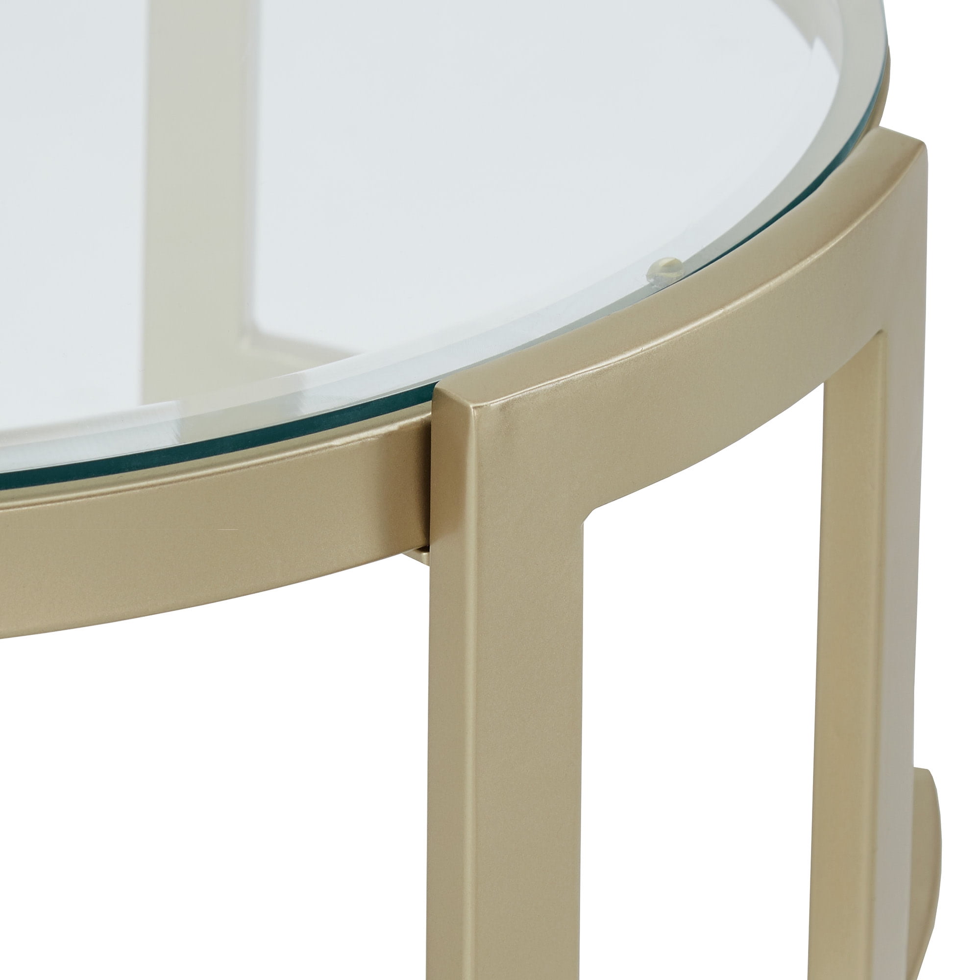 Weston Home Cava 48" Console Table, Matte Gold Finish, Clear Glass Top