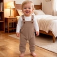 thumbnail image 4 of BRGZLK Baby Boys Girls Knit Overalls 2026 Autumn Winter Solid Color Knitted Jumpsuit Long Pants for Toddlers Newborn Infants Coffee 18-24 Months, 4 of 7
