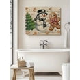 thumbnail image 6 of Christmas Canvas Print Wall Art Framed Canvas Art Wall Decor Gingerbread Man Snowman Xmas Tree Star Wood Grain Pictures Painting Morden Artwork for Living Room Bedroom, Ready to Hang - 12"x16", 6 of 6