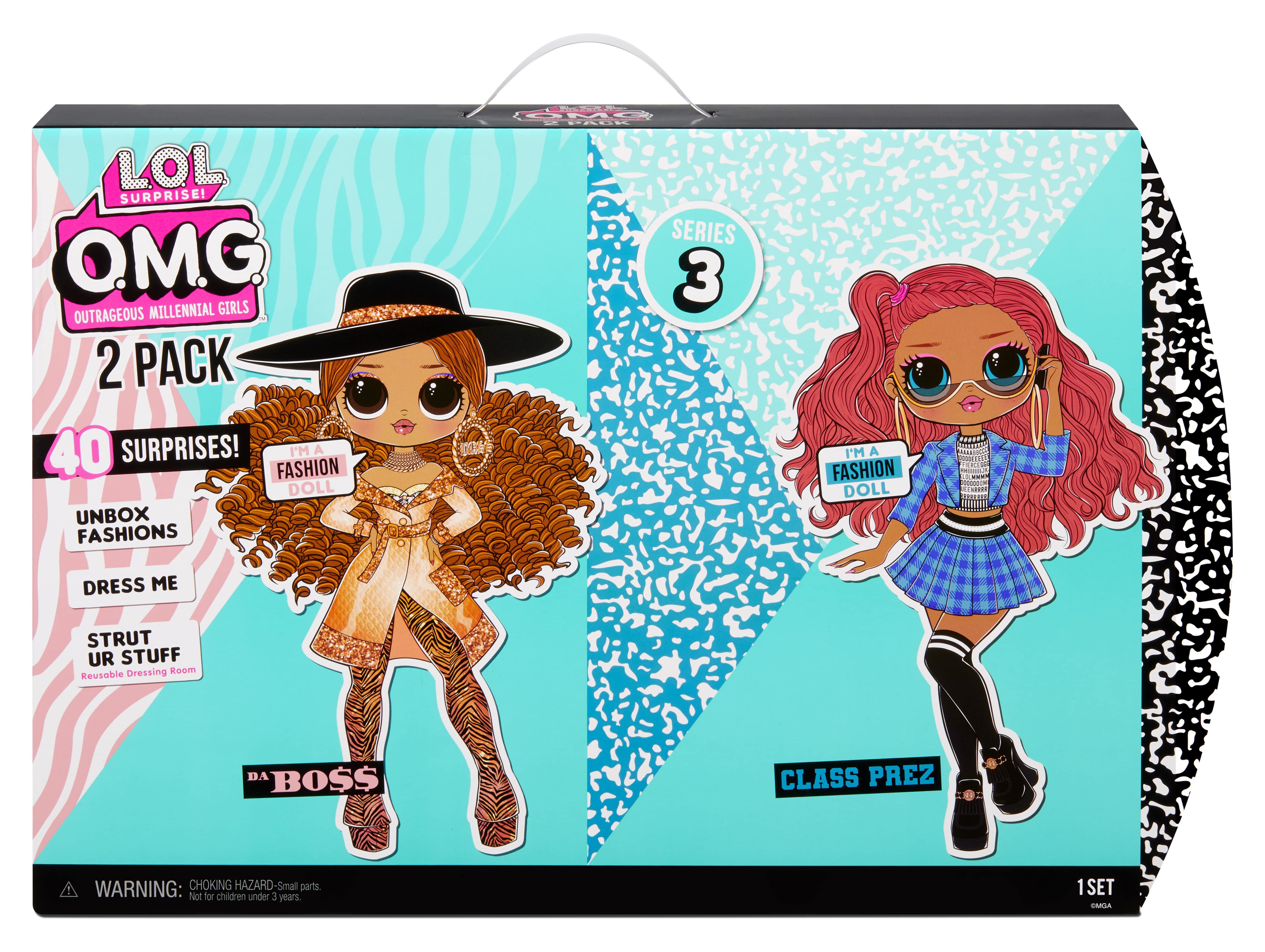 LOL Surprise OMG 2-Pack – Da Boss & Class Prez Fashion Dolls 2-Pack with 20 Surprises Each, Stylish Fashion Outfits and Doll Accessories