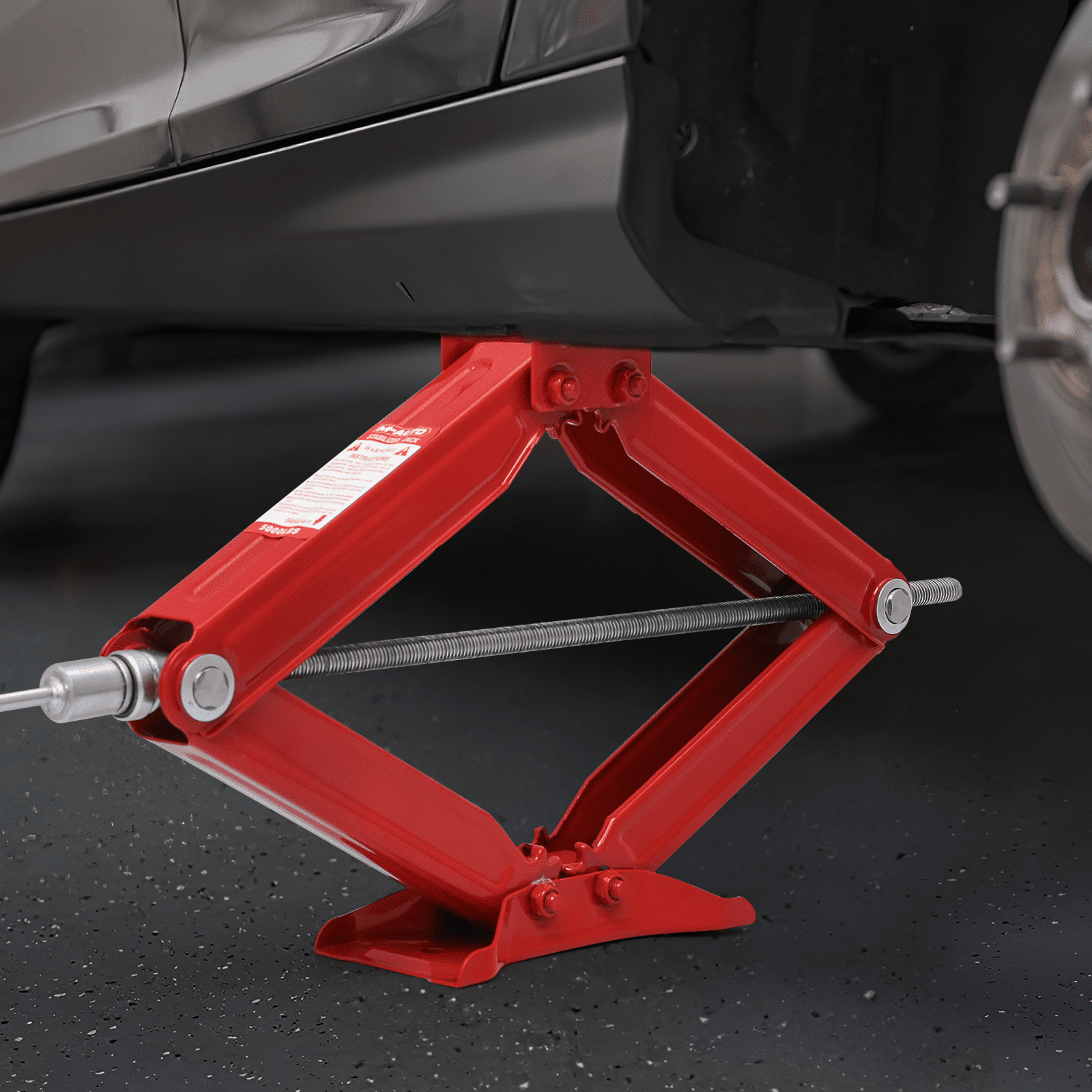 Magshion Set of 2 Heavy Duty Scissor Jack, 2.5 Ton 5000lbs Car Jack Tire Repair Tools Kit, RV Trailer Stabilizer Leveling Scissor Jacks with Handle, Red