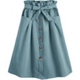 thumbnail image 1 of Jupe Midi Décontractée pour Femme à Taille Haute Plissée en Ligne A avec Poche, 1 of 7