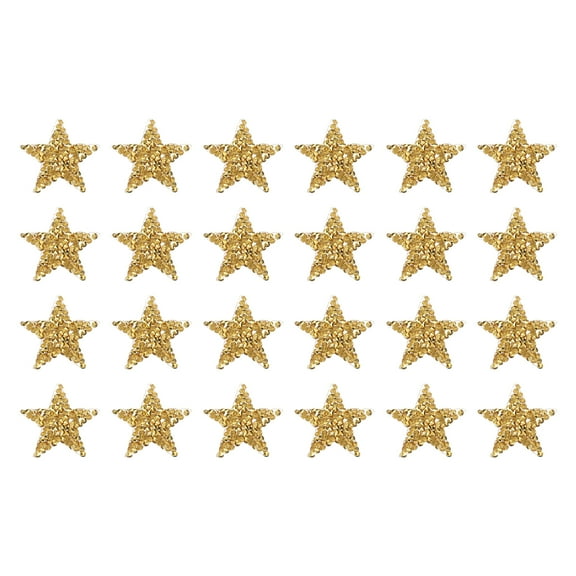 Uxcell 24 Pcs Star Iron on Patches 4cm Sew on Patches for DIY Crafts Clothing Repairing Shoes Bag Hat Decoration, Gold