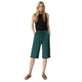 thumbnail image 6 of CheerKidz Women's Linen Blend Bermuda Shorts Summer Elastic Waist Button-Fly Casual Shorts with Pockets Knee-Length Beach Shorts(Green,M), 6 of 7