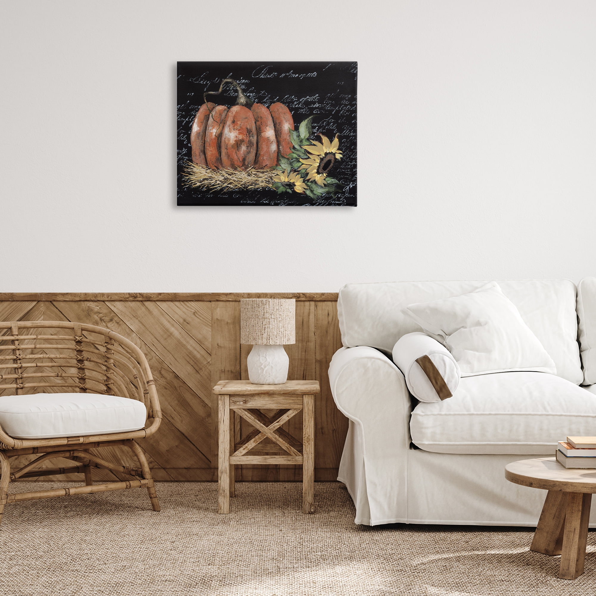 Stupell Industries Autumn Country Pumpkin Botanical & Floral Painting Gallery Wrapped Canvas Art Print Wall Art, 30 x 24