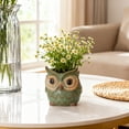 thumbnail image 7 of Decorative Owl Ceramic Figurine, Whimsical Desktop Pot for Small Plants Flowers or Succulent Arrangement, Compact Home Office Living Room Decor, Thoughtful Gift for Family Friends Colleagues, 7 of 7