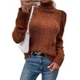 thumbnail image 3 of Long Sleeved Women Fall Winter Turtleneck Slim Sweater Solid Casual Knit Pullovers, 3 of 6