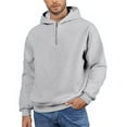 thumbnail image 2 of Resicozy Men's Quarter Zip Hoodies Zip Up Solid Color Hoodie Long Sleeve Drop Shoulder Sweatshirt Casual Pullover Gray 2XL, 2 of 7