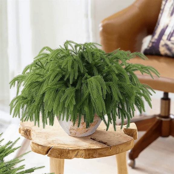 1Pc Norfolk Pine Branch,Soft Bendable Naturally Droop Realistic Artificial Pine Stems Christmas Pine Branches Picks Faux Cedar Stems,Artificial Christmas Greenery Stems for Garland Wreath Vases & DIY