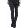 thumbnail image 1 of Pantalones de mujer, leggings góticos con cordones laterales, negros, ajustados, para invierno y Navidad., 1 of 5