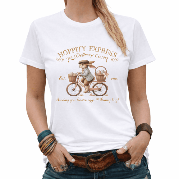 Cute Easter Bunny Delivery Co. Gift Graphic Tees Womans T shirt White/Black S-5XL Tops