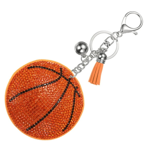 Rhinestone Keychains for Women, Cute Bling Basketball Keychain Accessories Purse Charm Backpack Keyring for Gifts Decorative Bag Handbags Car Keys, Brown