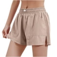 thumbnail image 2 of RYRJJ Women's 2 in 1 Running Shorts for Gym Yoga Workout Athletic Liner Shorts High-Waisted Shorts with Pockets(Khaki,XL), 2 of 8