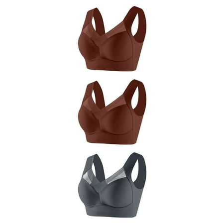 Ndbuld Plus Size Bras for Women Women s Underwire Underwear Thin Lace Solid Color Push-up Adjustment Bra Clearance Sales online Deals L-6XL 2XL Gray