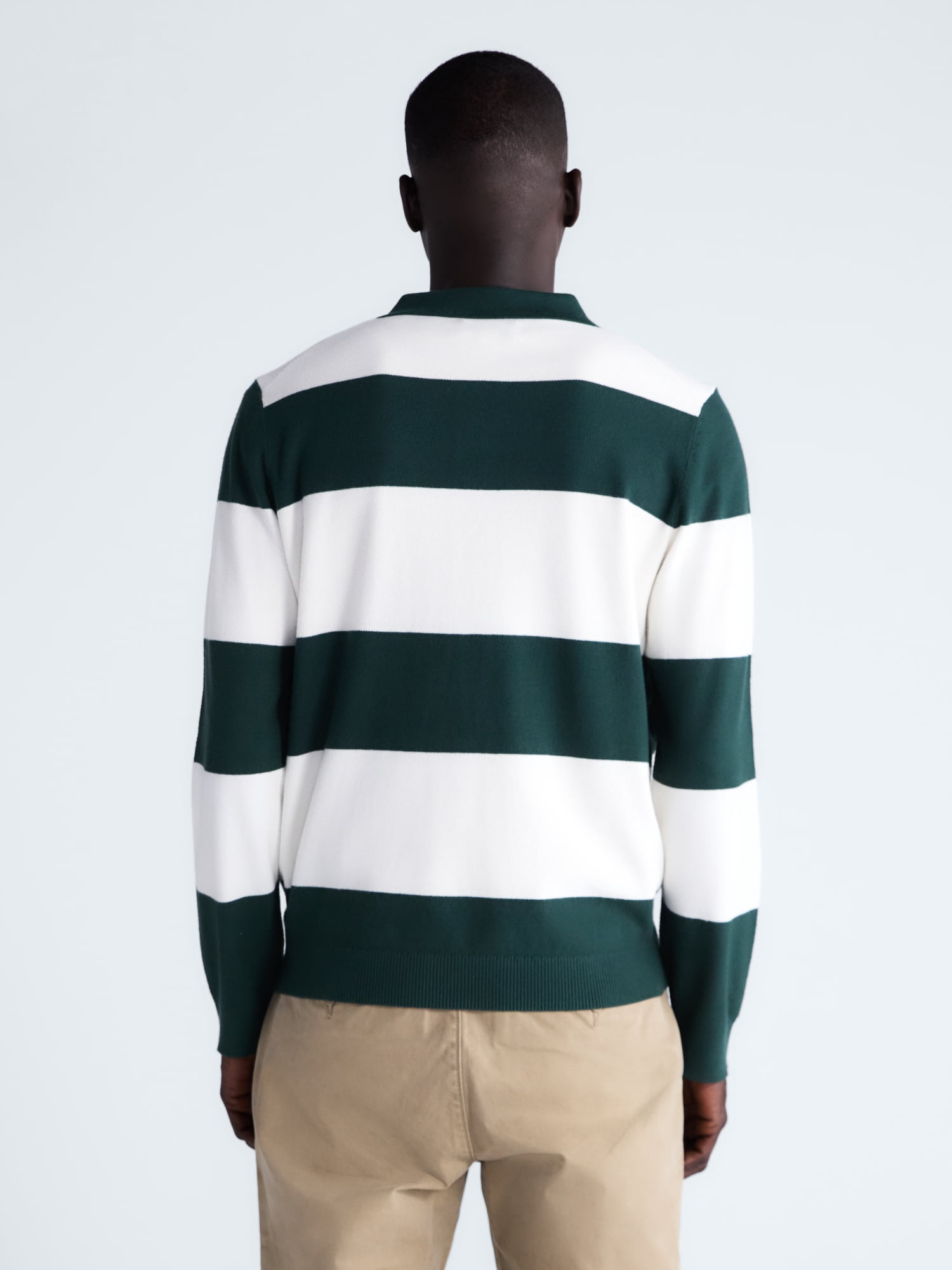 Free Assembly Men's Rugby Cozy Yarn Rugby Sweater with Long Sleeves, Midweight, Sizes XS-3XL