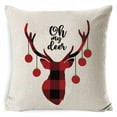thumbnail image 4 of Christmas Pillow Covers 18x18 Inches Linen Christmas Decoration Throw Pillow Covers Red Buffalo Plaid Red Truck Green Plaid Santa Deer Cushion Pillowcase, 4 of 5