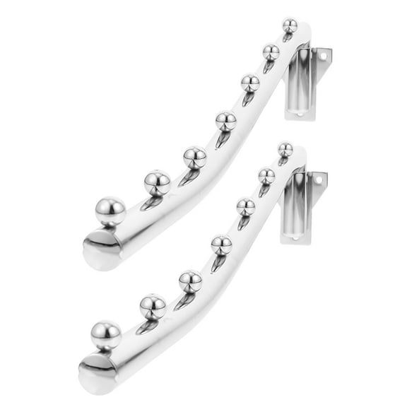 2 Pcs Swivel Hanger Hook Wall-mounted Clothing -mounted Garment Rack Drying Rack Silver