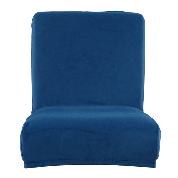 Funda elástica de terciopelo para silla de comedor con respaldo corto, funda para taburete de bar Blue_1