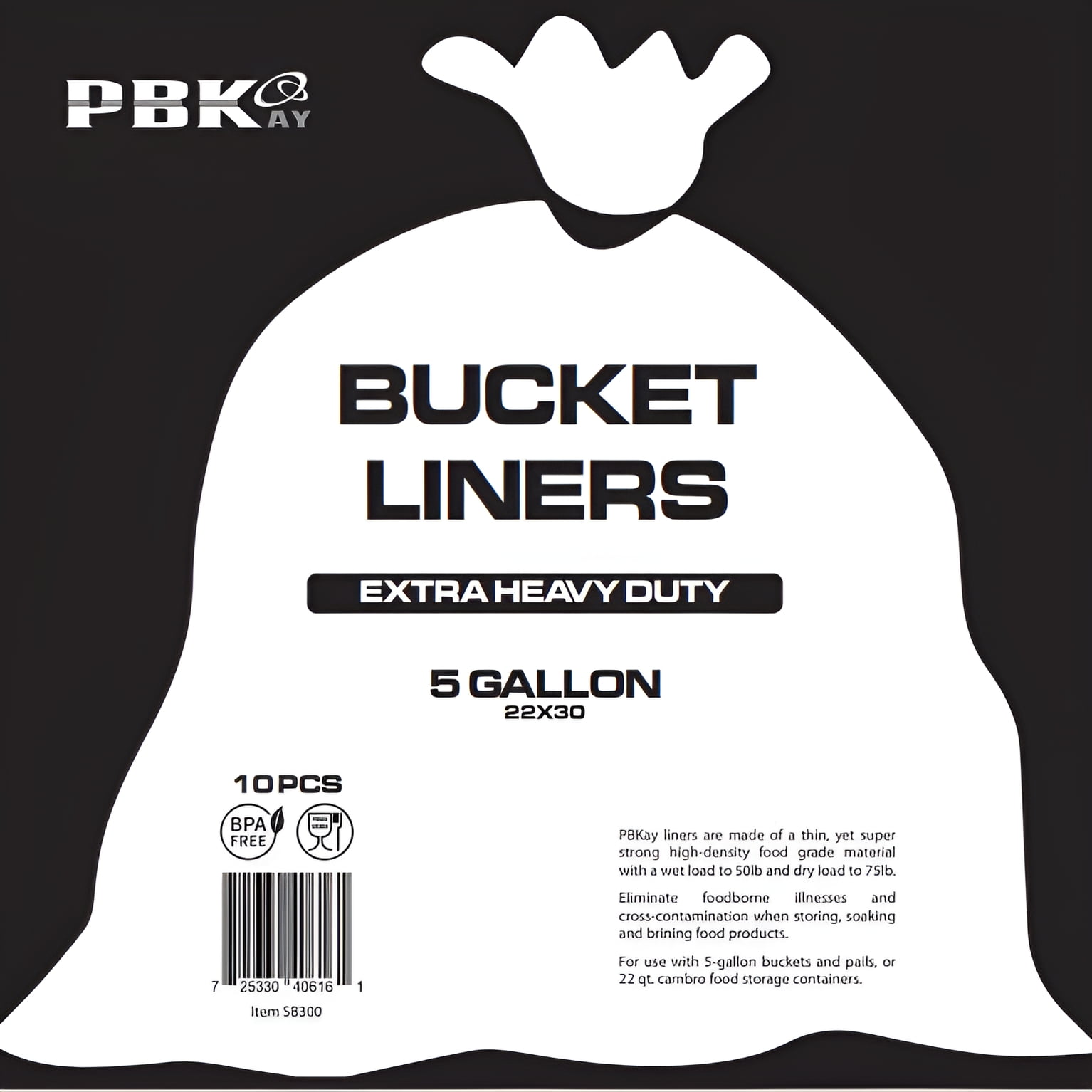 5 Gallon Bucket Liner Bags for Marinating and Brining, Food Grade, BPA Free, Extra Heavy Duty Leak Proof 10/Roll