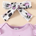 thumbnail image 5 of Baby Girl Summer Clothing Set 2 Piece Cow Print Short Sleeve Romper and Shorts Infant Newborn Toddler Girl Cute Summer Outfit, 5 of 6