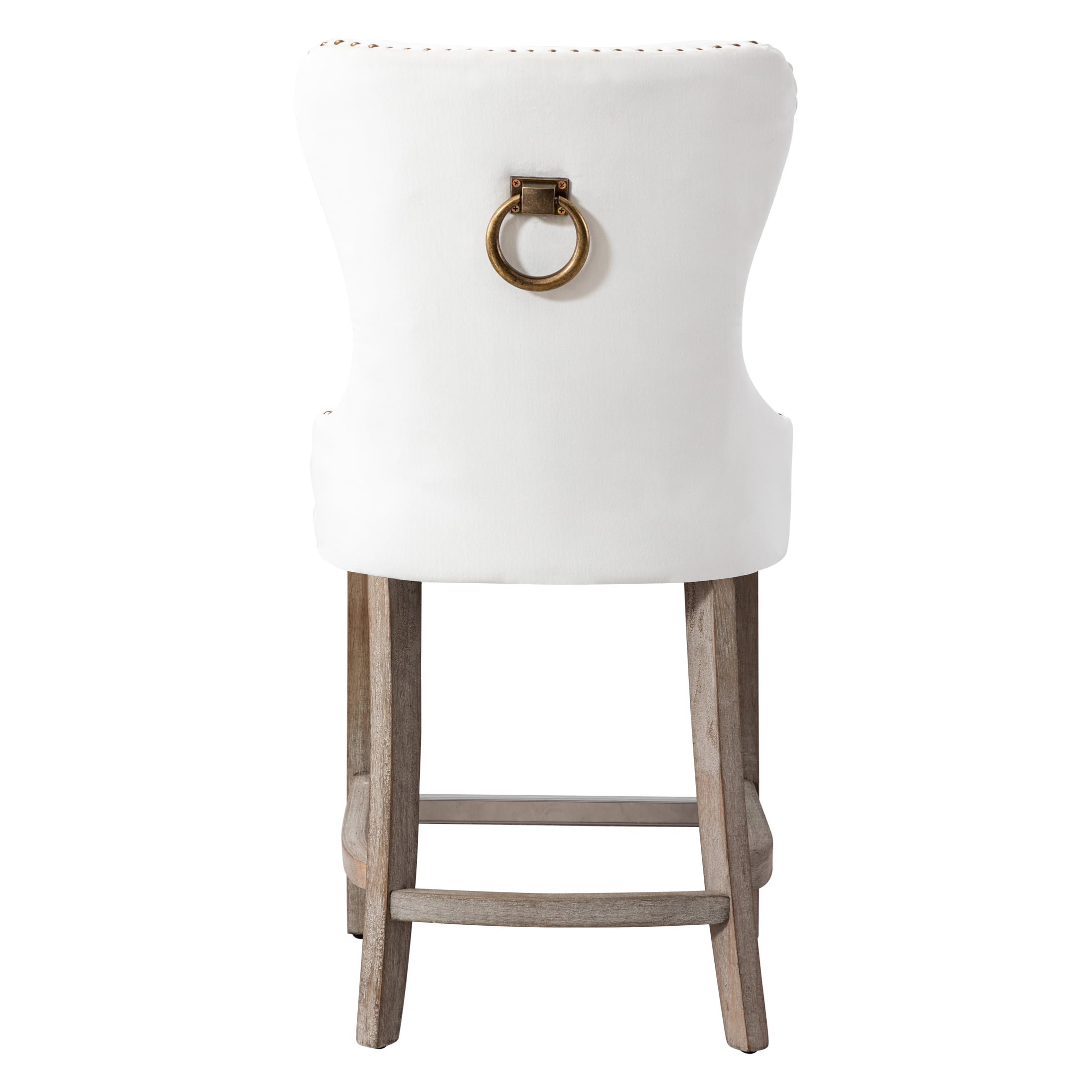 Westin Outdoor 24" Tufted Velvet Bar Stool, Antique Gray/Velvet Cream