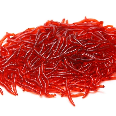 50/100pcs Lifelike Red Worm Soft Lure 35mm Earthworm Fishing Silicone Artificial Bait Fishy Smell Shrimp Additive Bass Carp